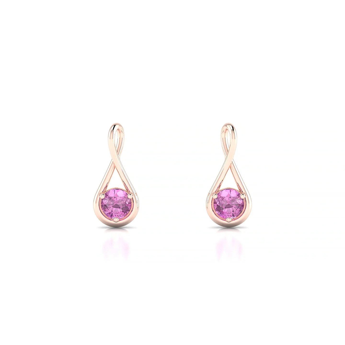 Loop | 18k Rose Gold 3 mm Round Pink Sapphire Earrings