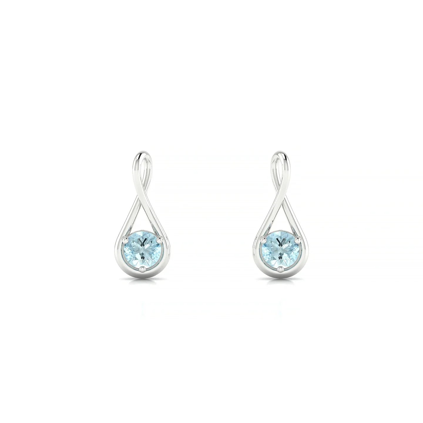Loop | 18k White Gold 3 mm Round Aquamarine Earrings