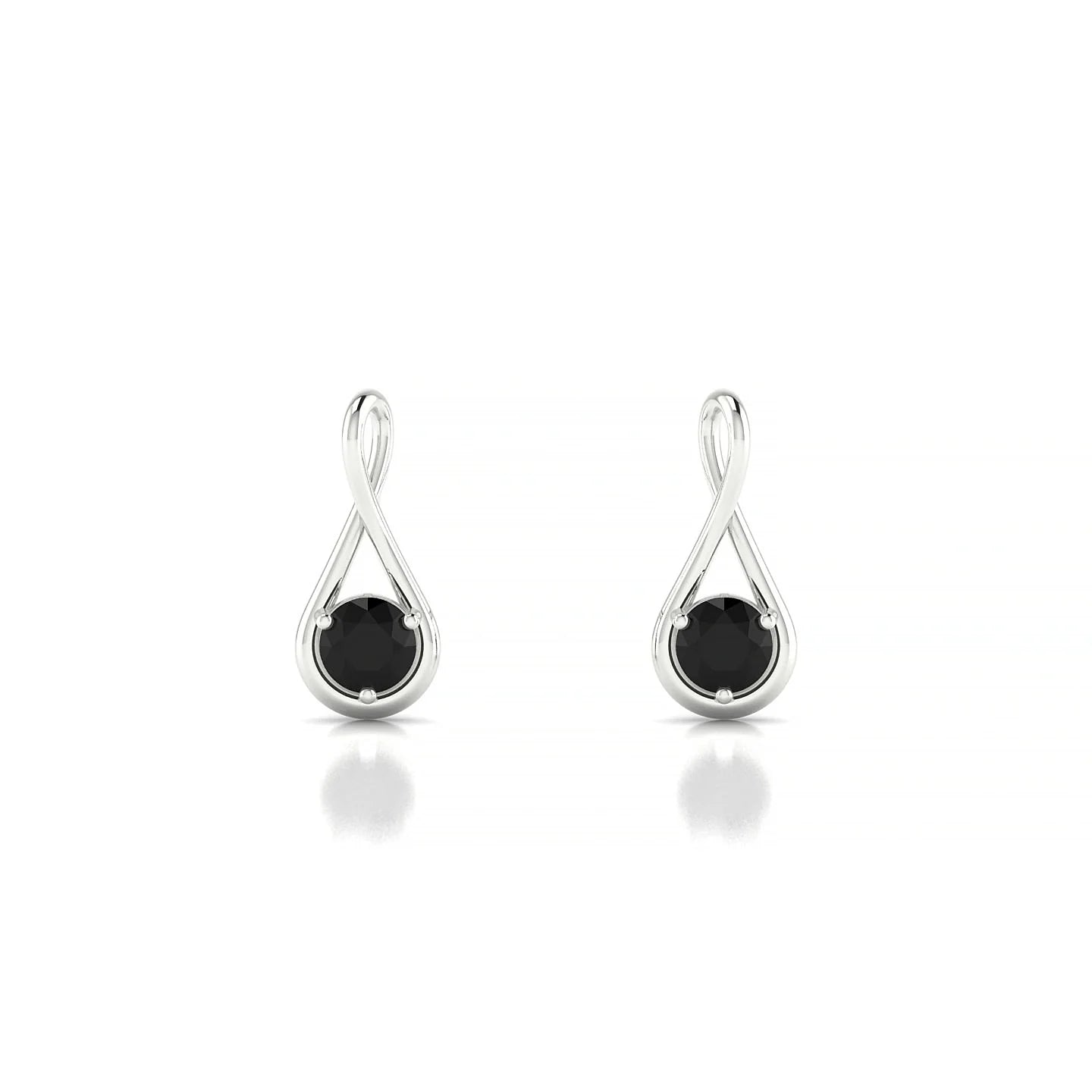 Loop | 18k White Gold 3 mm Round Black Diamond Earrings