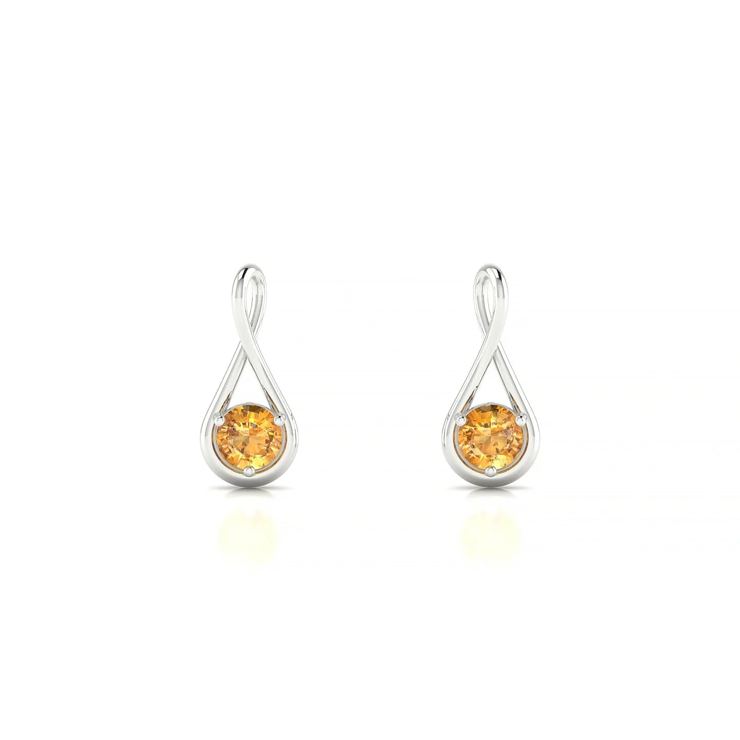 Loop | 18k White Gold 3 mm Round Citrine Earrings