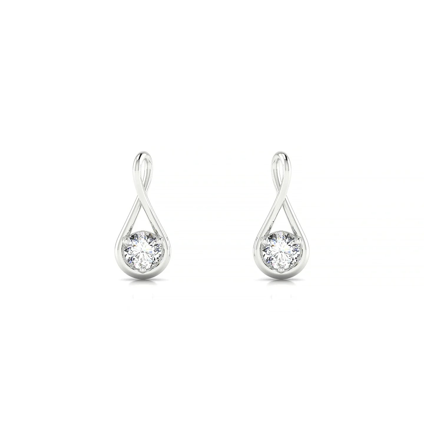 Loop | 18k White Gold 3 mm Round Diamond Earrings