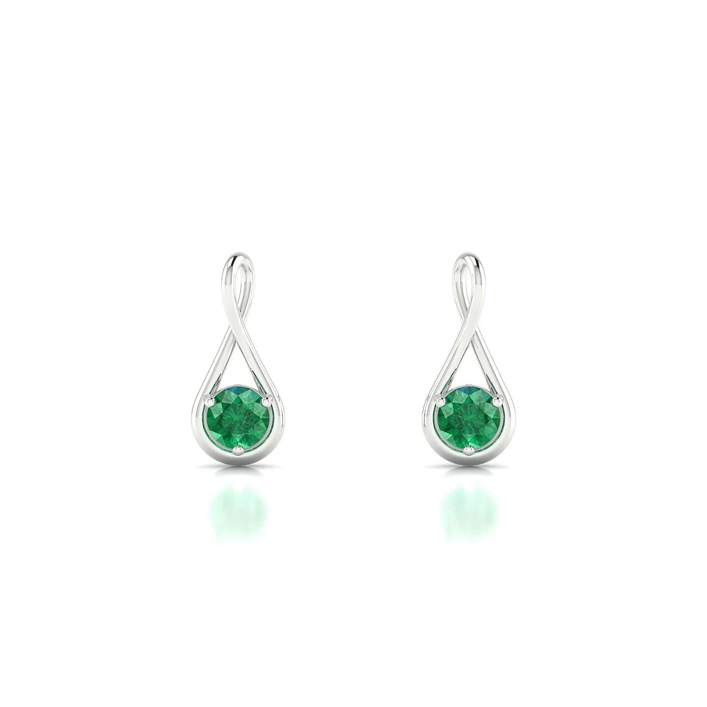 Loop | 18k White Gold 3 mm Round Emerald Earrings