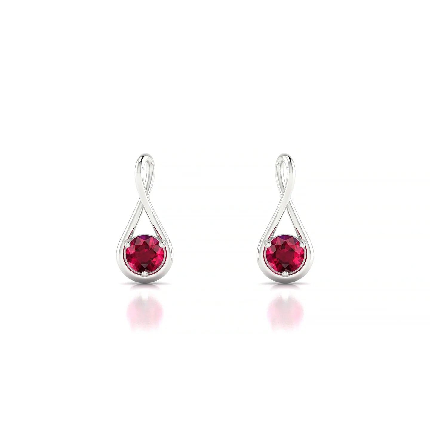 Loop | 18k White Gold 3 mm Round Ruby Earrings
