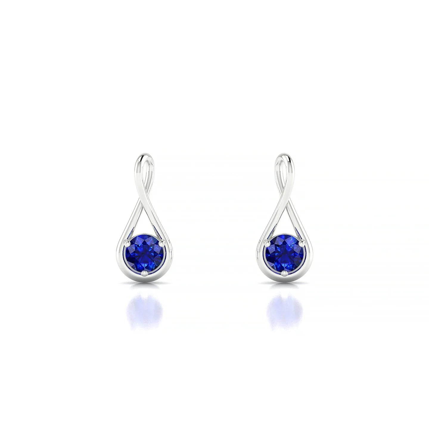 Loop | 18k White Gold 3 mm Round Sapphire Earrings