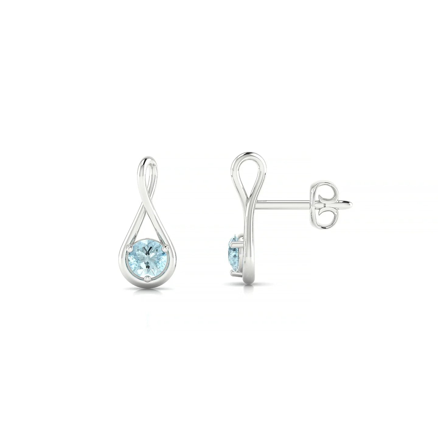 Loop | 18k White Gold 3 mm Round Aquamarine Earrings