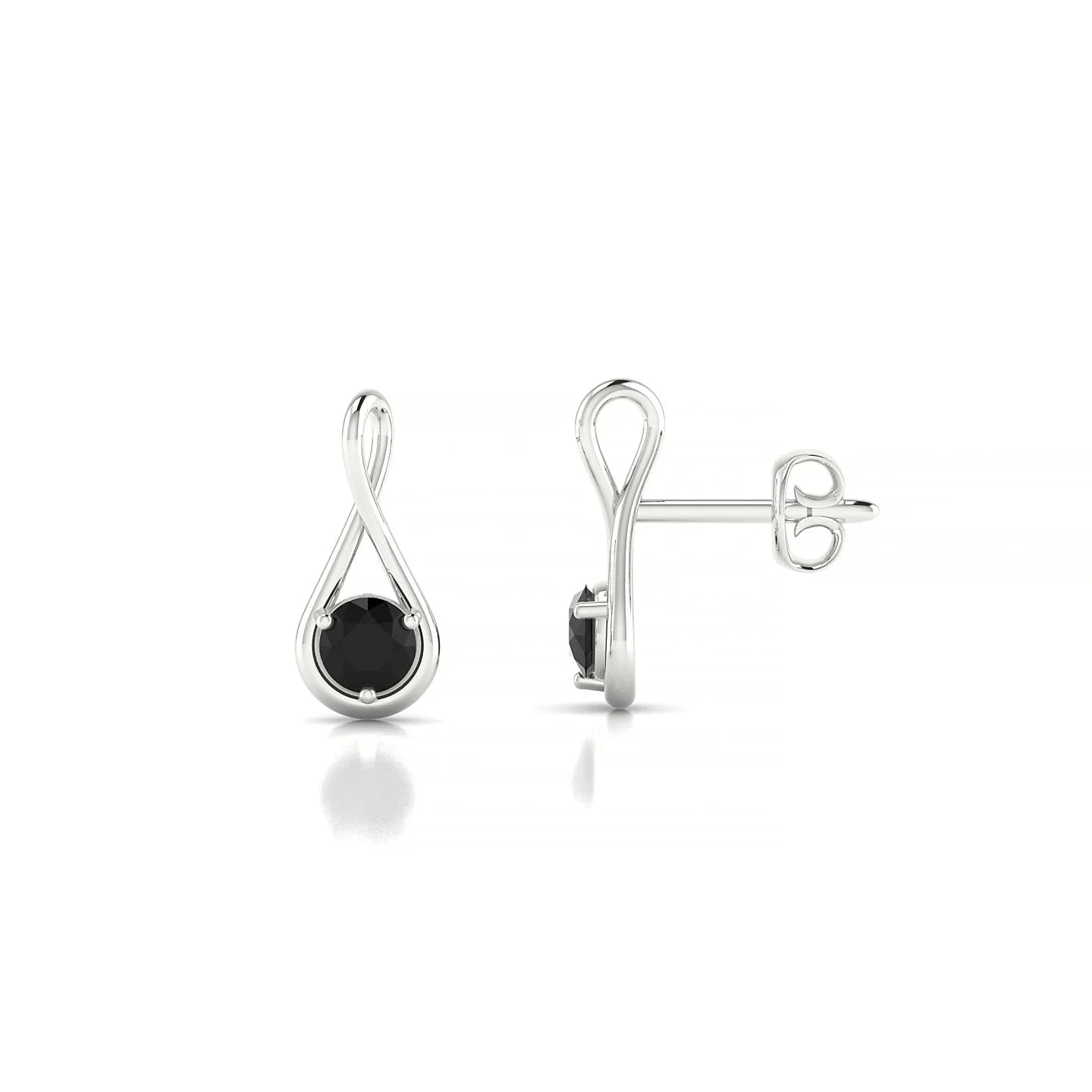 Loop | 18k White Gold 3 mm Round Black Diamond Earrings