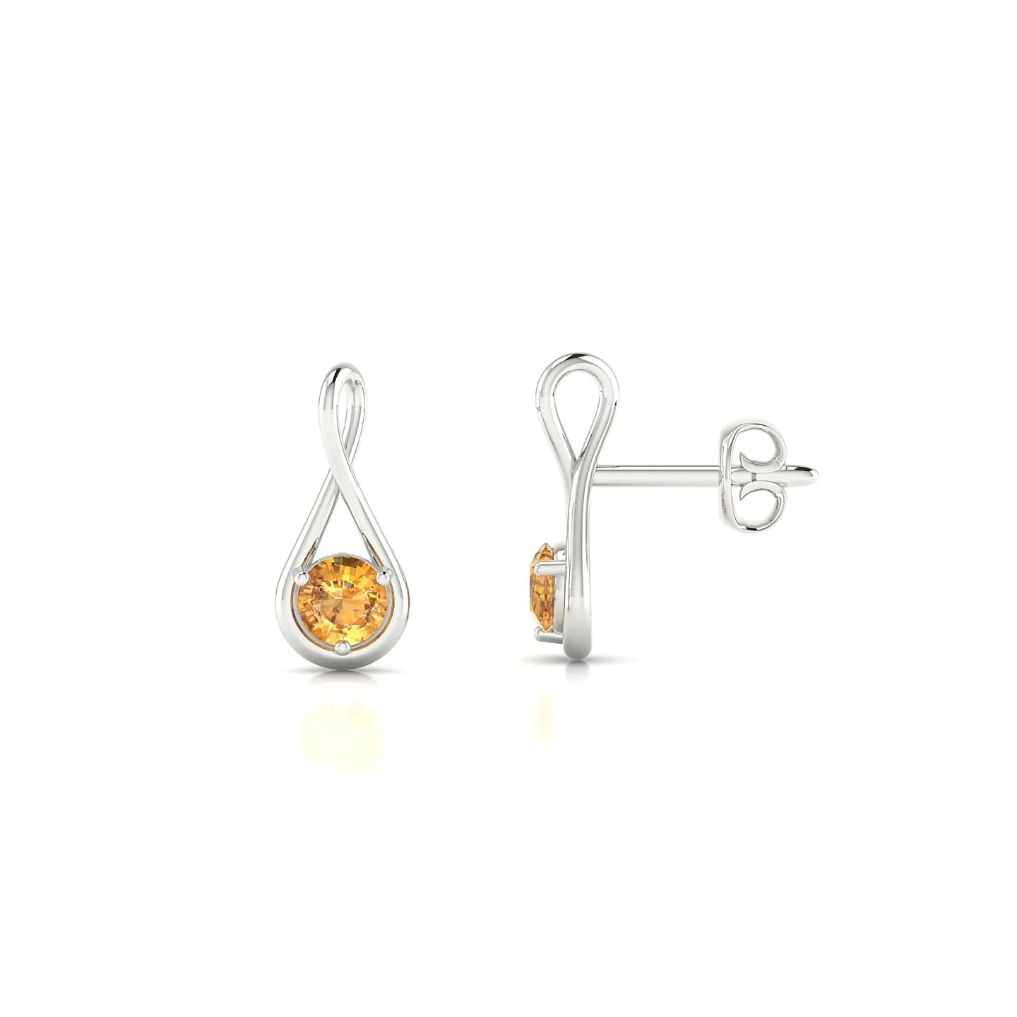 Loop | 18k White Gold 3 mm Round Citrine Earrings