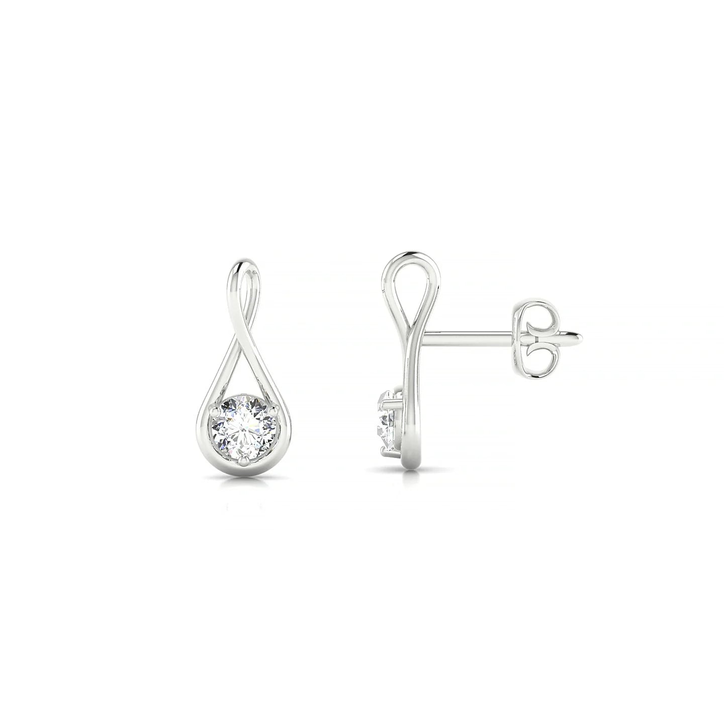 Loop | 18k White Gold 3 mm Round Diamond Earrings