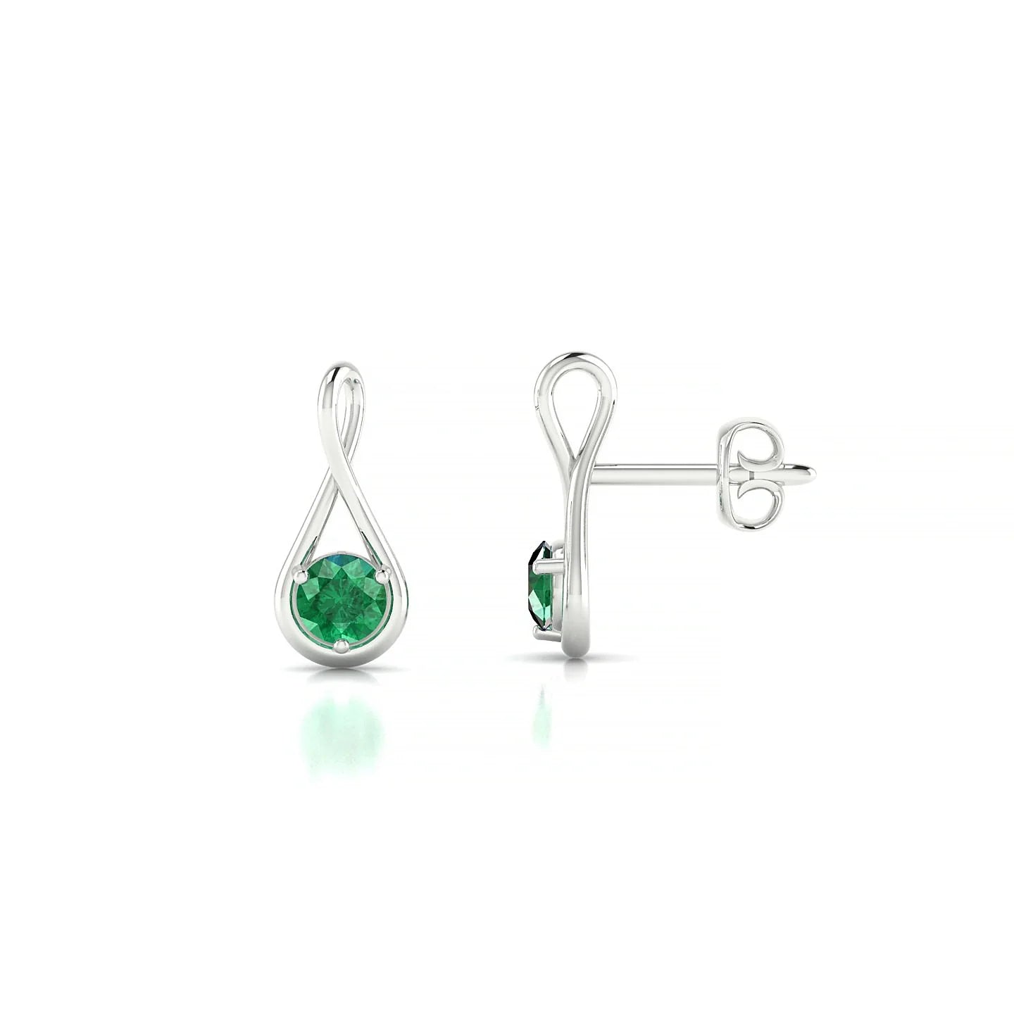 Loop | 18k White Gold 3 mm Round Emerald Earrings