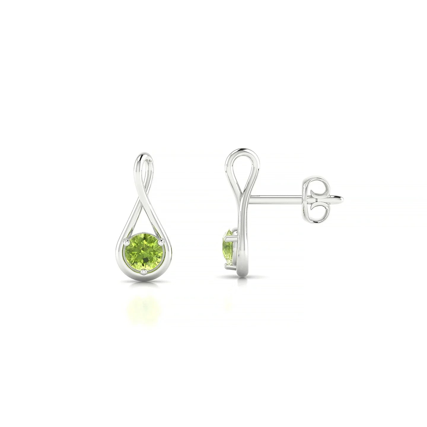 Loop | 18k White Gold 3 mm Round Peridot Earrings