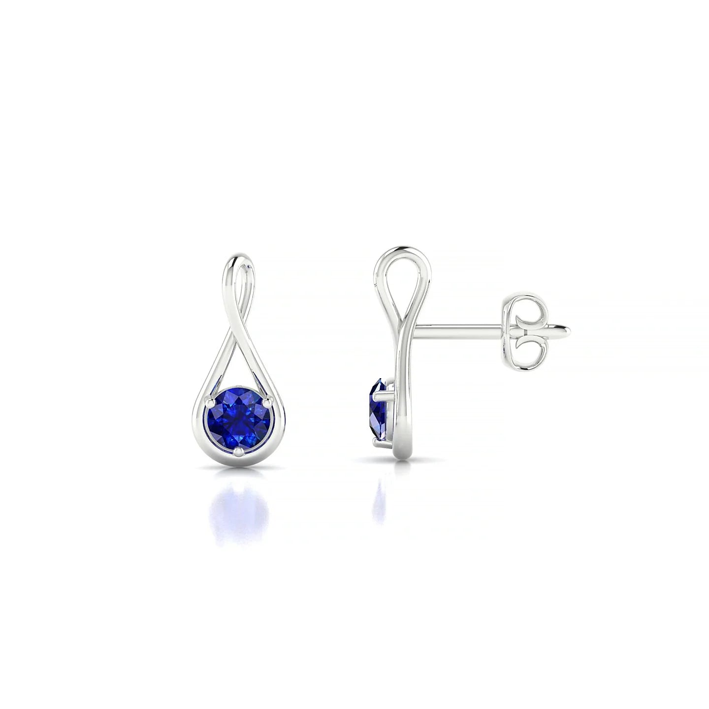 Loop | 18k White Gold 3 mm Round Sapphire Earrings
