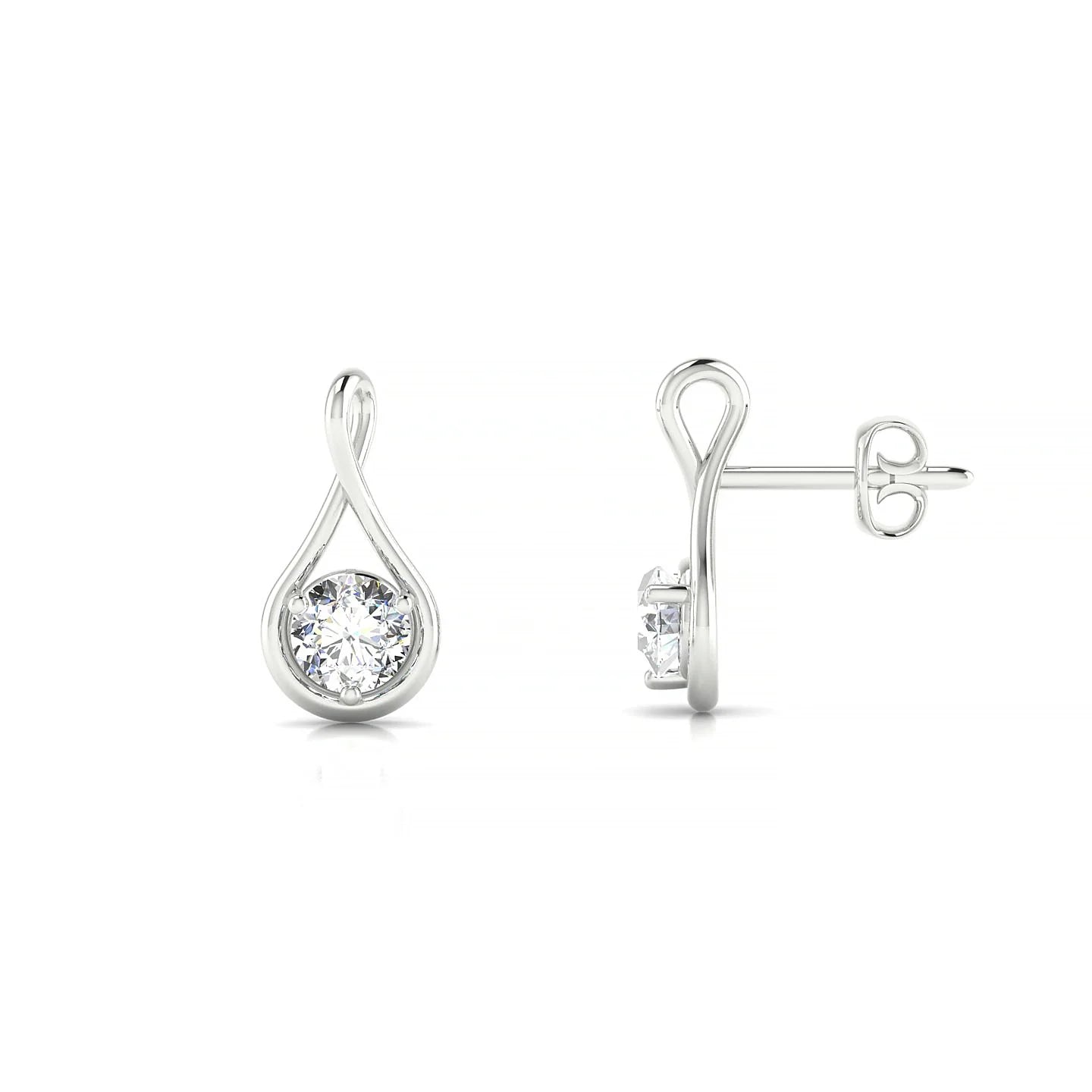 Loop | 18k White Gold 3.7 mm Round Diamond Earrings