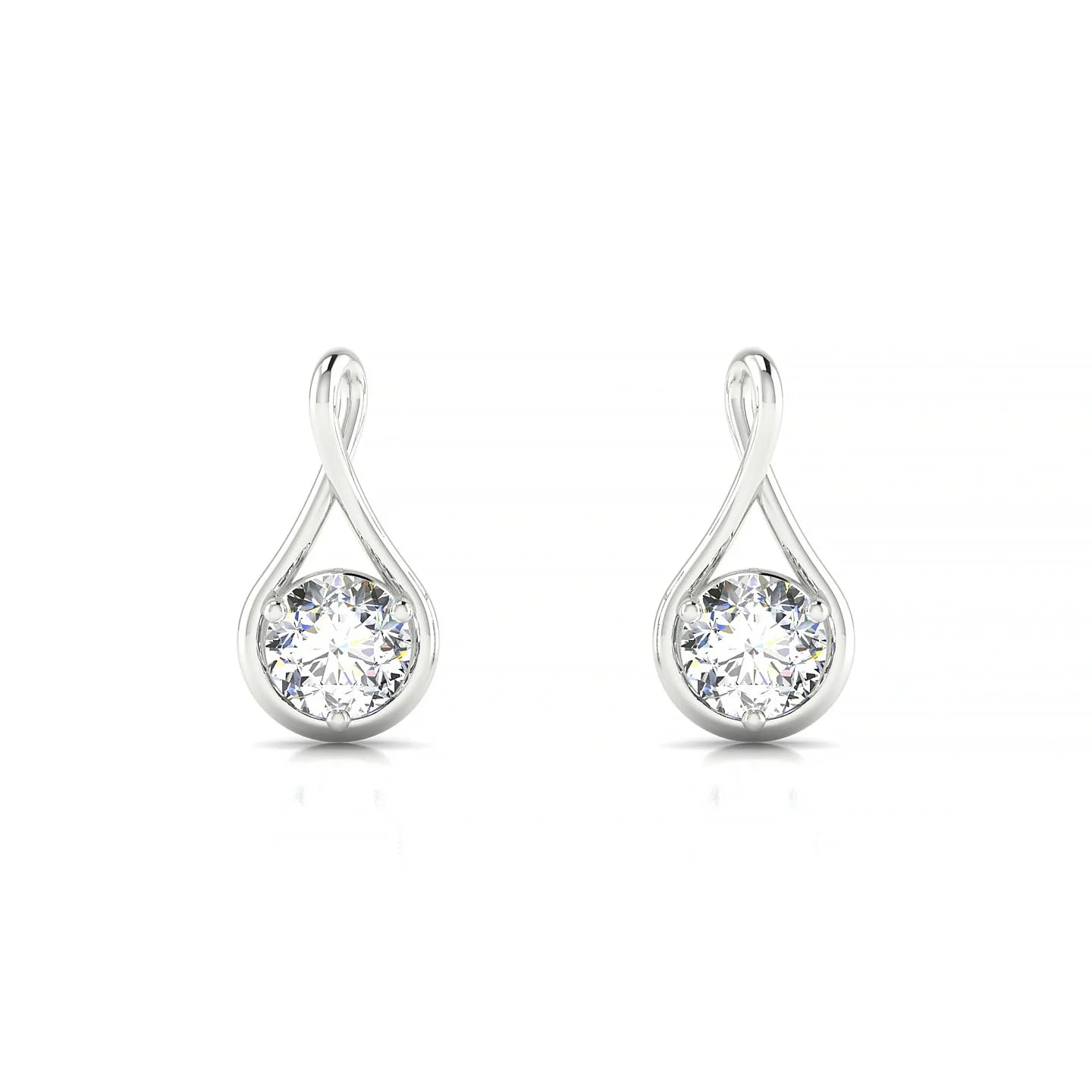 Loop | 18k White Gold 4.2 mm Round Diamond Earrings