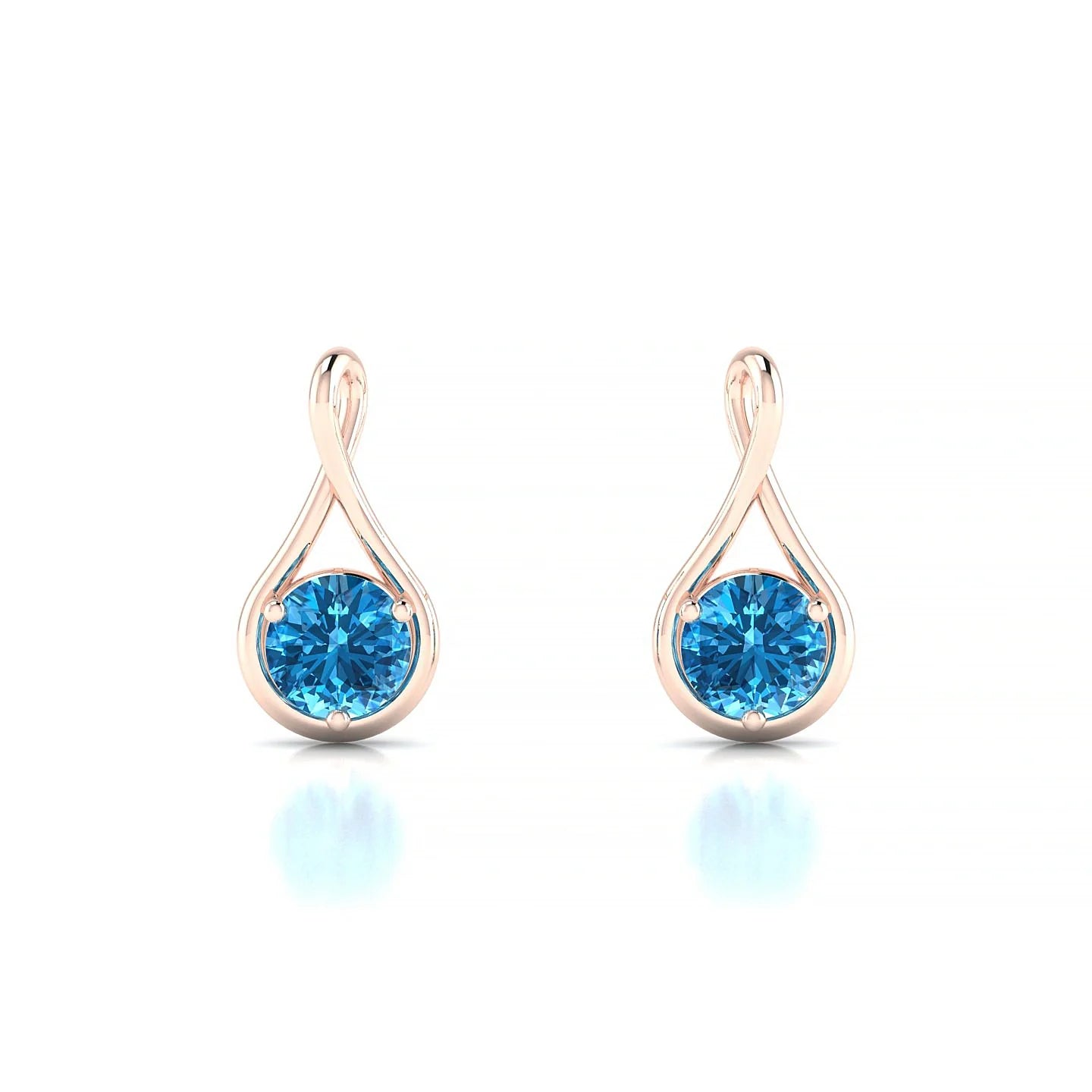 Loop | 18k Rose Gold 4.5 mm Round Topaz Earrings