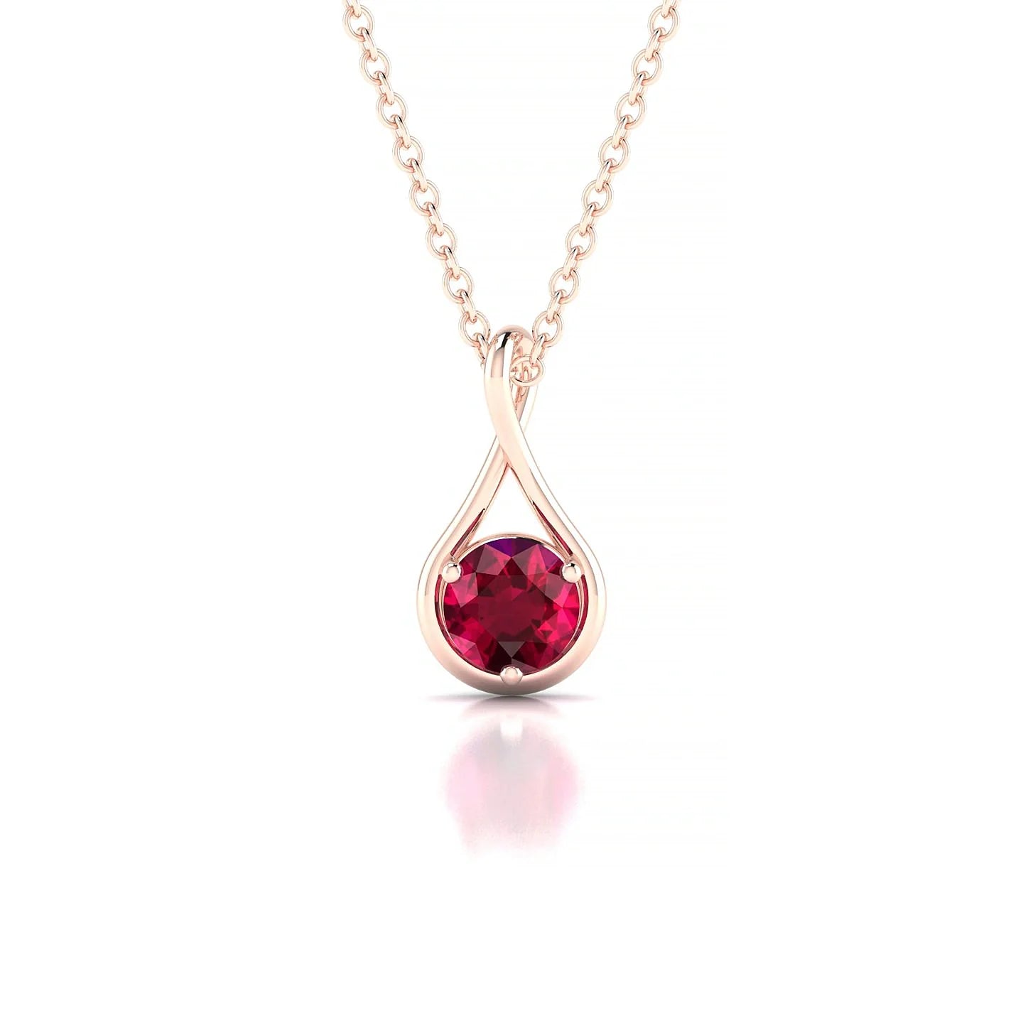 Loop | 18k Rose Gold 4.5 mm Round Ruby Pendant