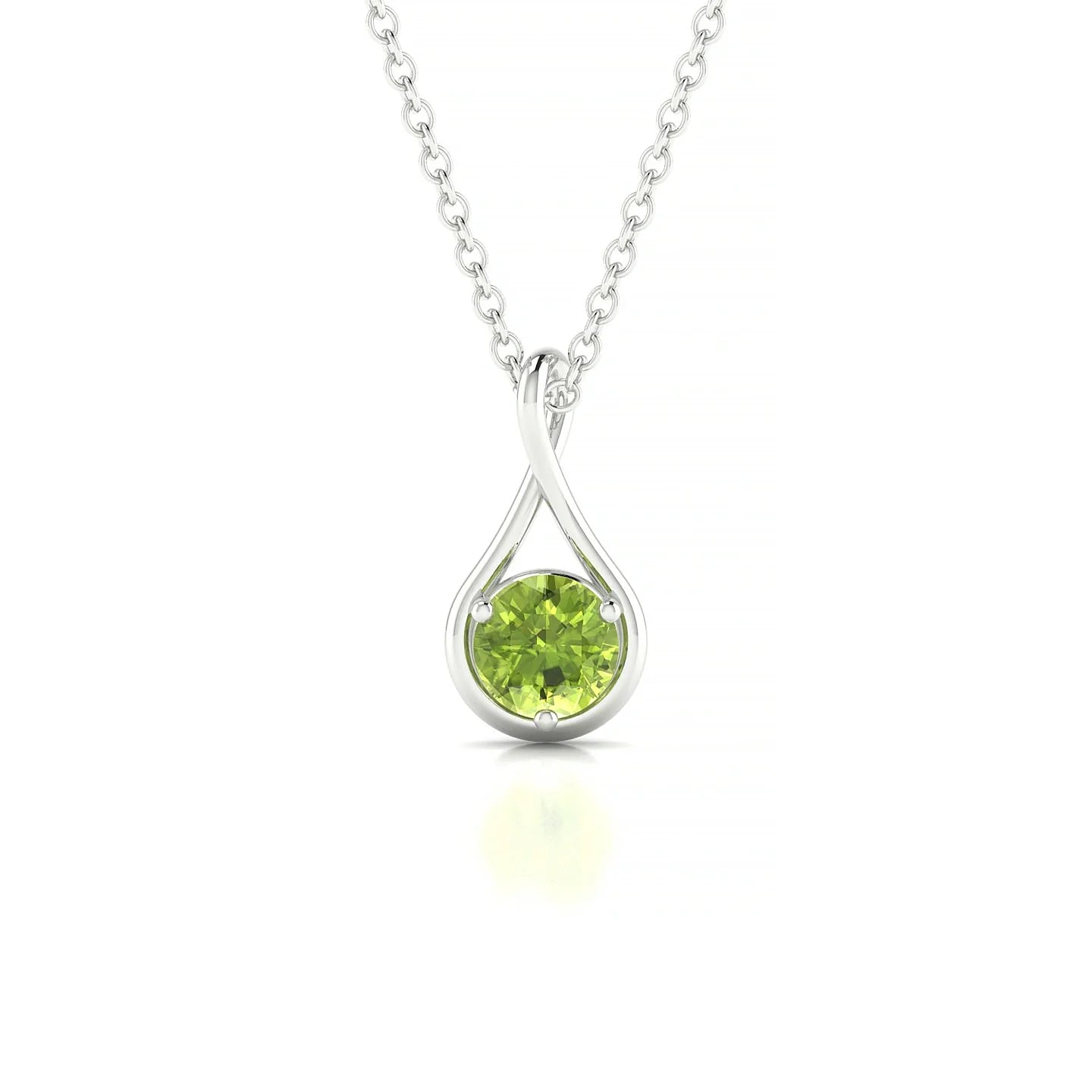 Loop | 18k White Gold 4.5 mm Round Peridot Pendant