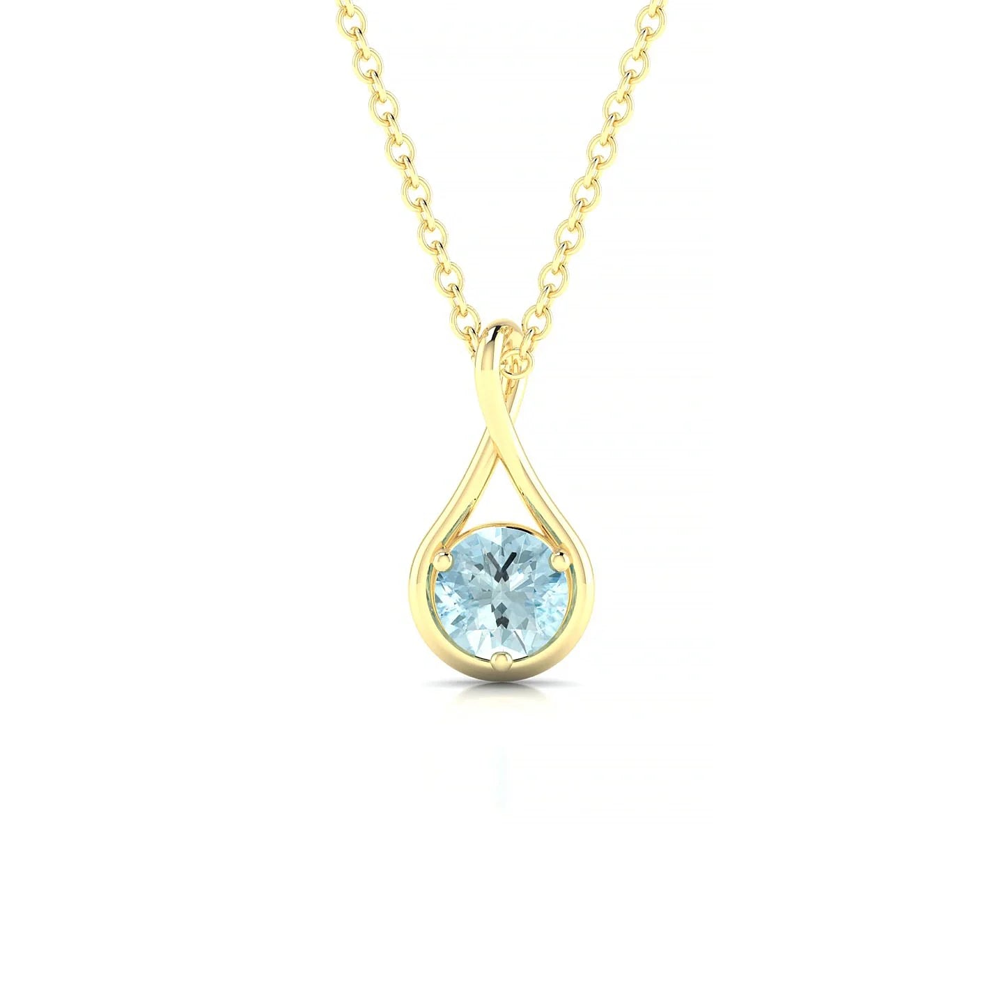 Loop | 18k Yellow Gold 4.5 mm Round Aquamarine Pendant