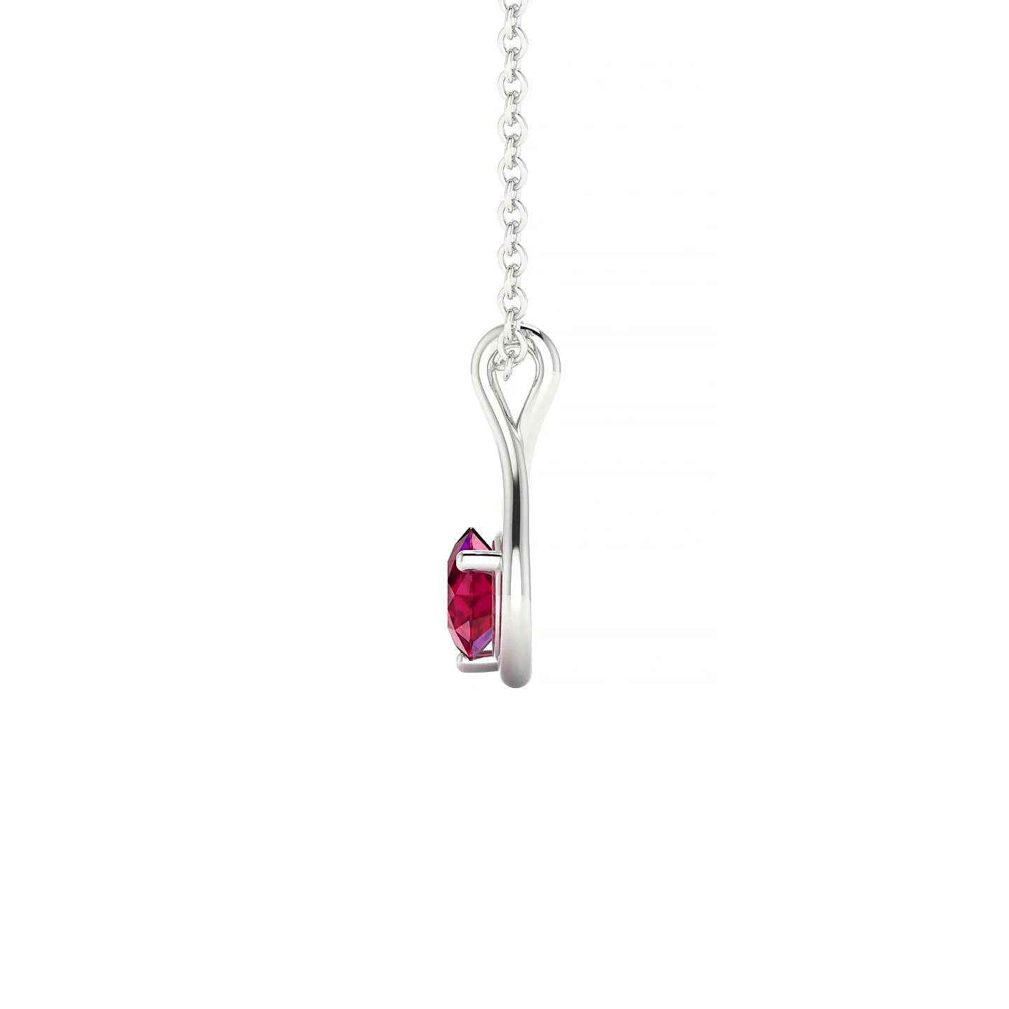 Loop | 18k White Gold 4.5 mm Round Ruby Pendant