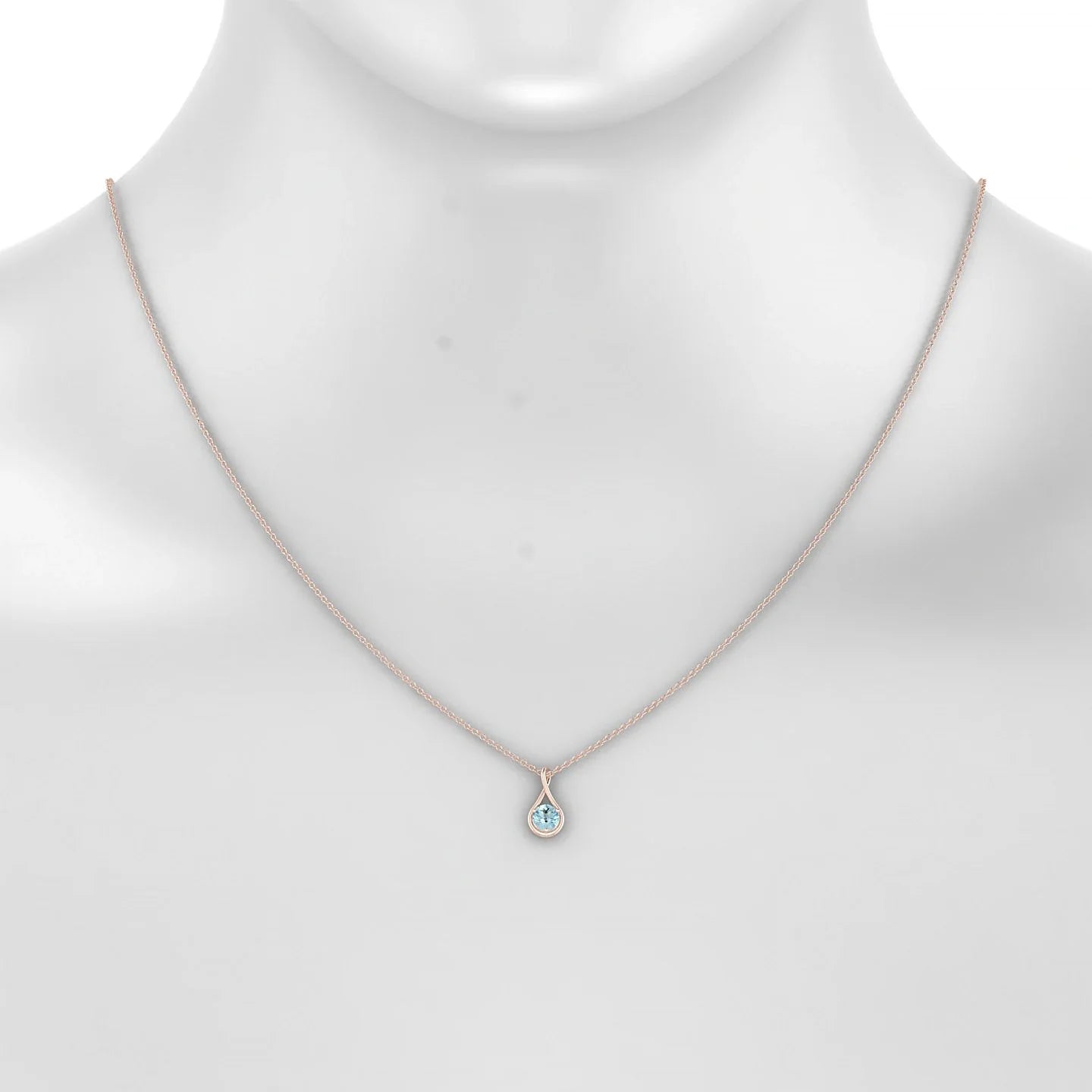 Loop | 18k Rose Gold 4.5 mm Round Aquamarine Pendant