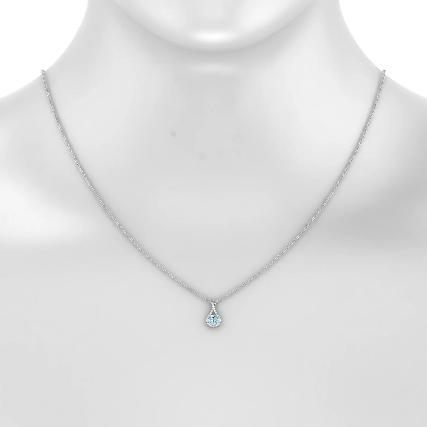 Loop | 18k White Gold 4.5 mm Round Aquamarine Pendant