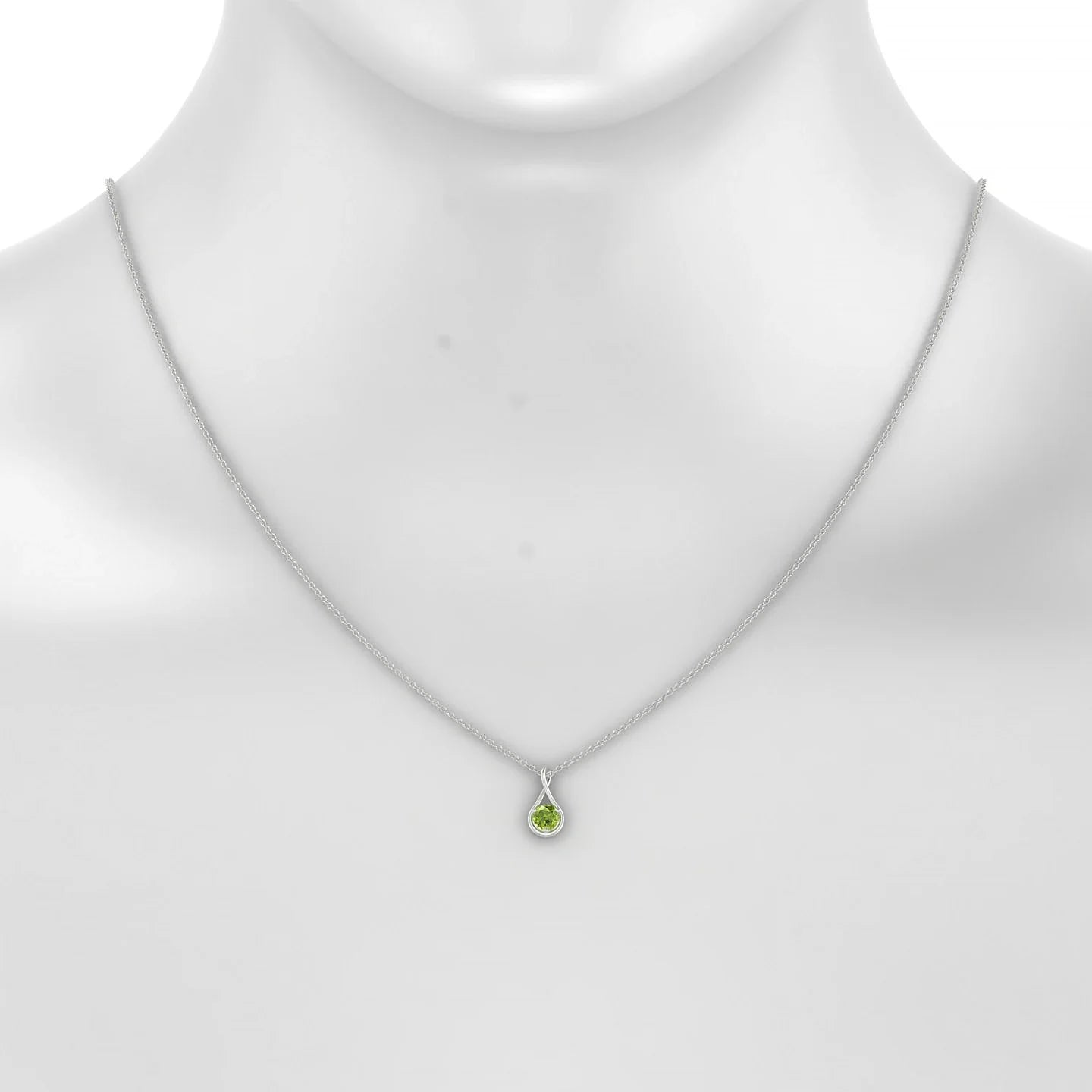 Loop | 18k White Gold 4.5 mm Round Peridot Pendant