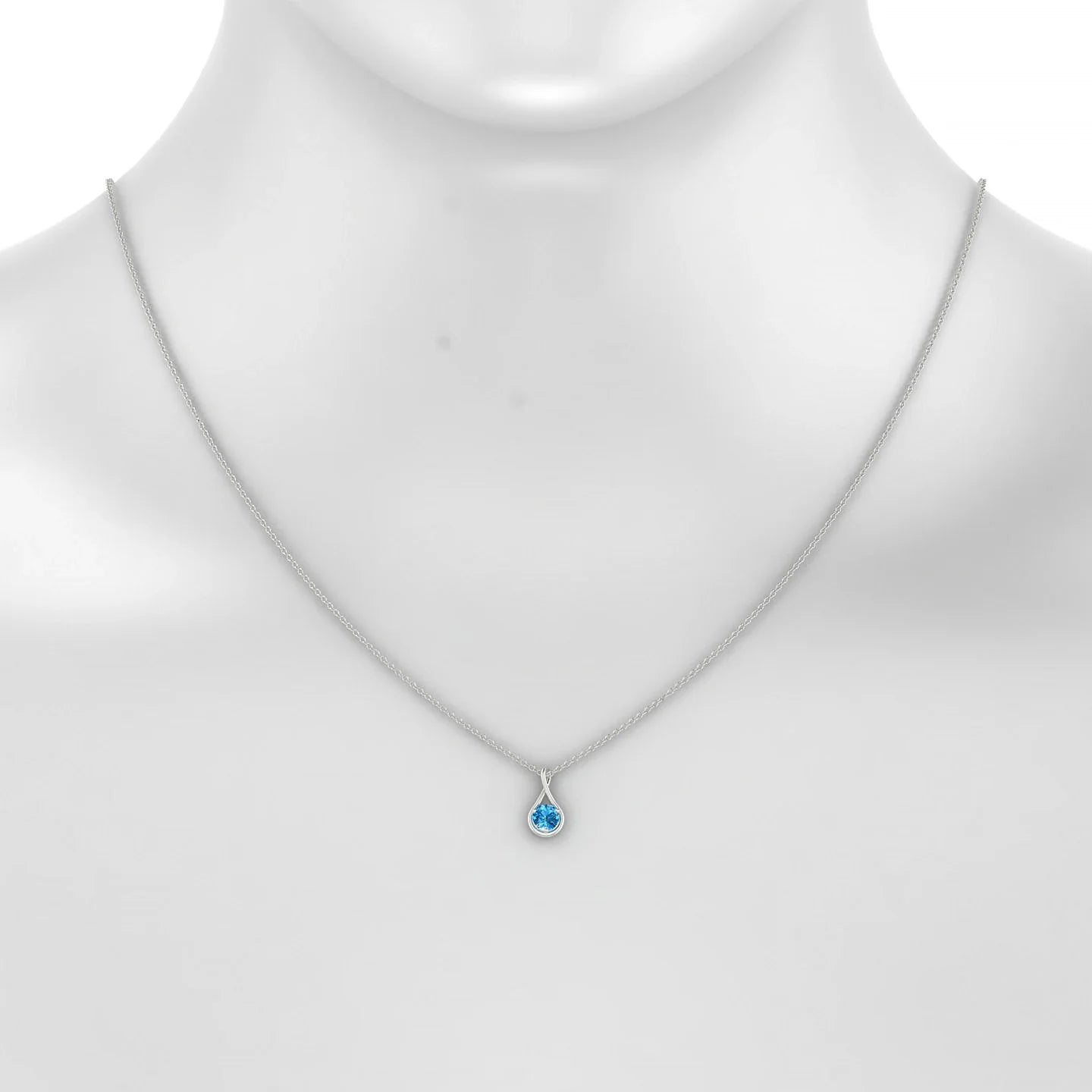 Loop | 18k White Gold 4.5 mm Round Topaz Pendant