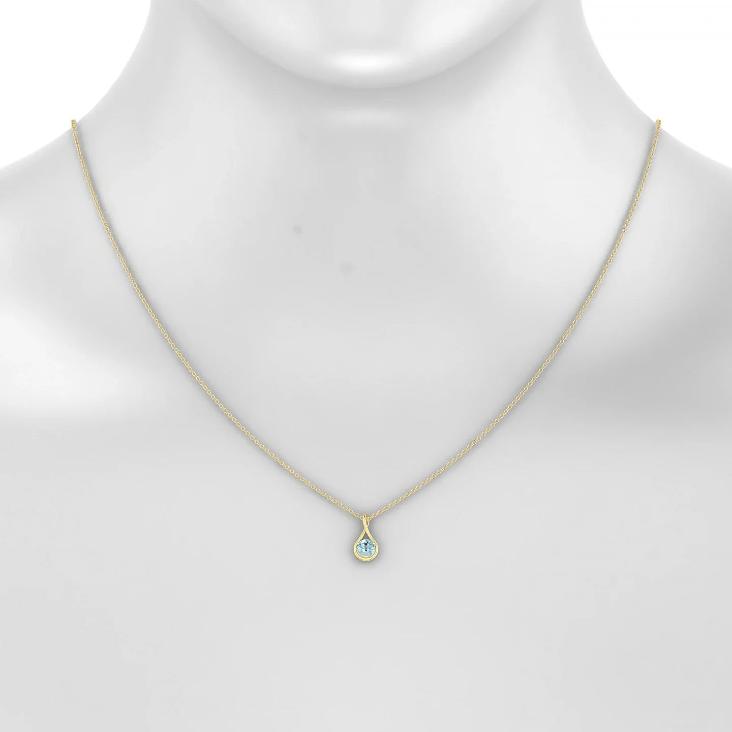 Loop | 18k Yellow Gold 4.5 mm Round Aquamarine Pendant