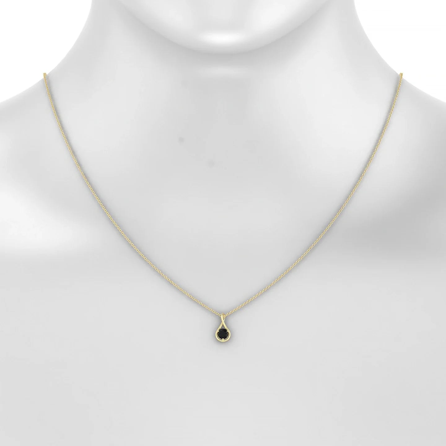 Loop | 18k Yellow Gold 4.5 mm Round Black Diamond Pendant