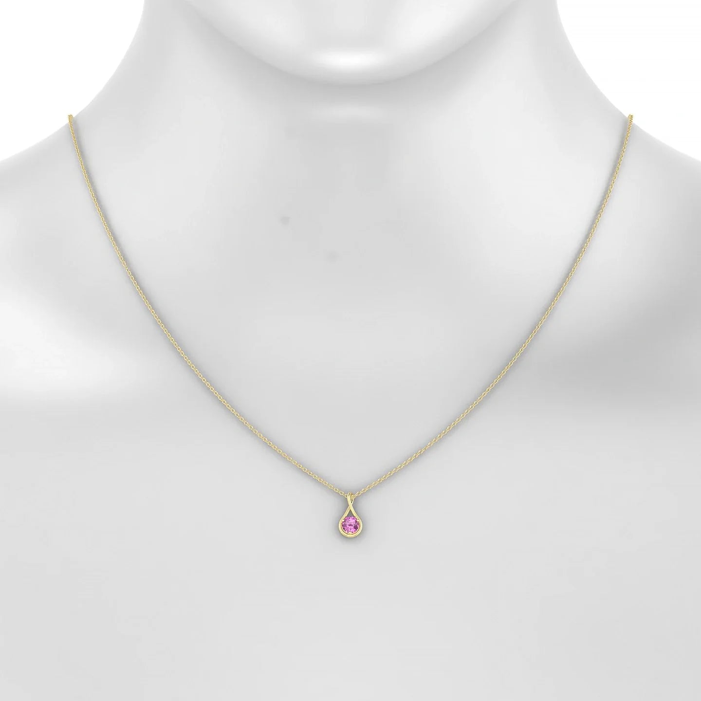 Loop | 18k Yellow Gold 4.5 mm Round Pink Sapphire Pendant