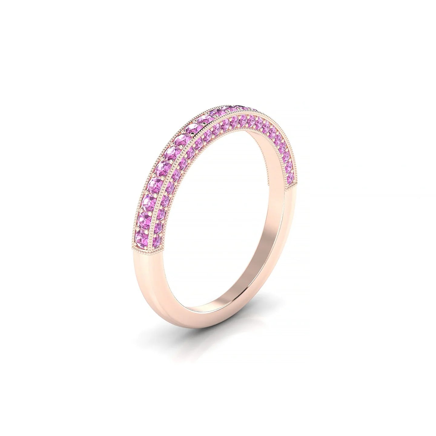 Lustre | 18k Rose Gold 1.5 mm Round Pink Sapphire Ring