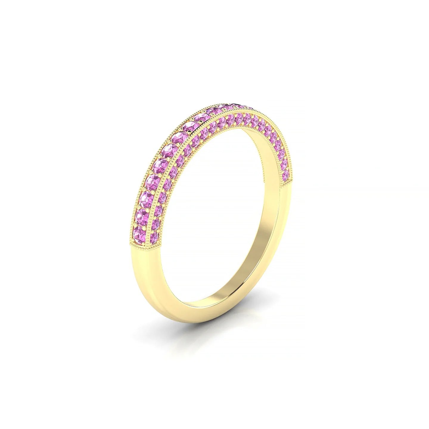 Lustre | 18k Yellow Gold 1.5 mm Round Pink Sapphire Ring