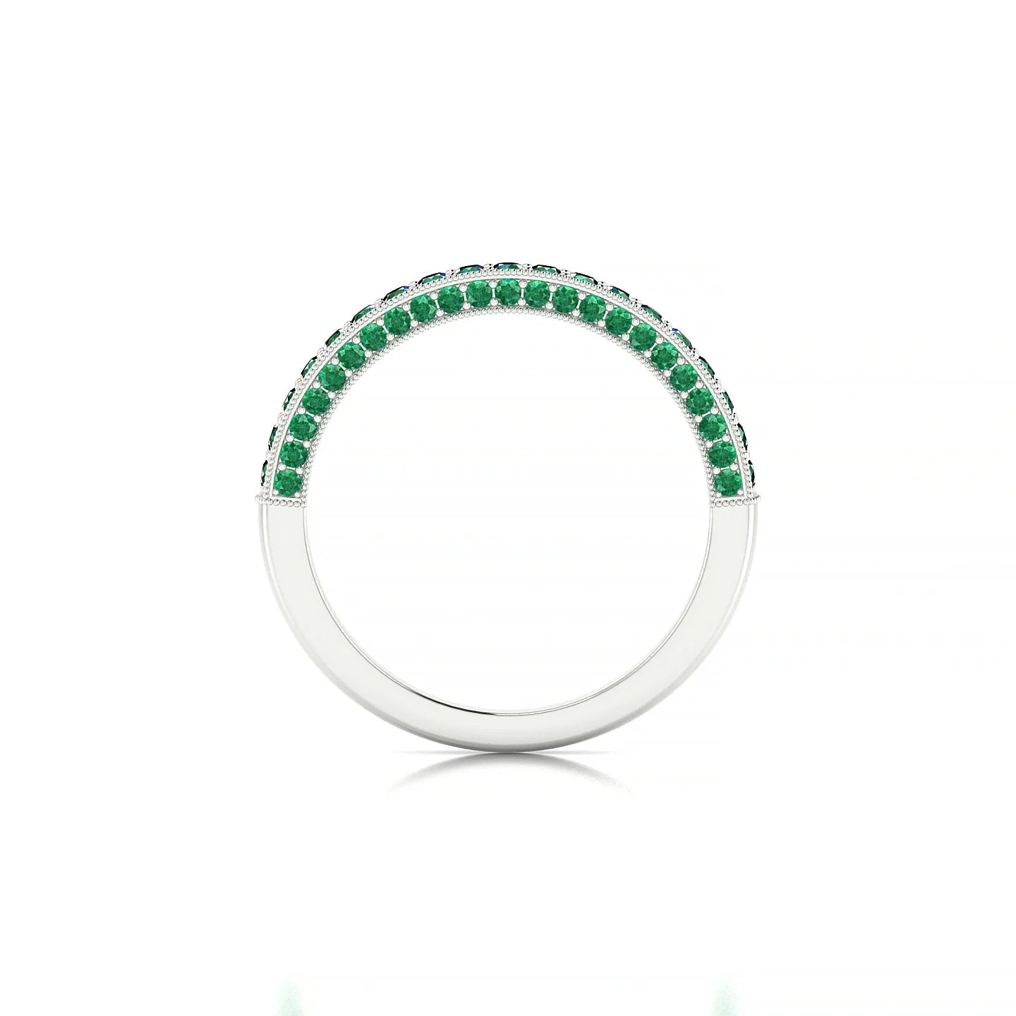 Lustre | 18k White Gold 1.5 mm Round Emerald Ring