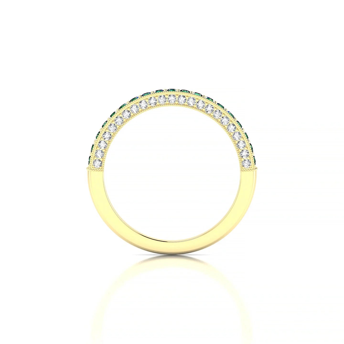 Lustre | 18k Yellow Gold 1.5 mm Round Emerald & Diamond Ring