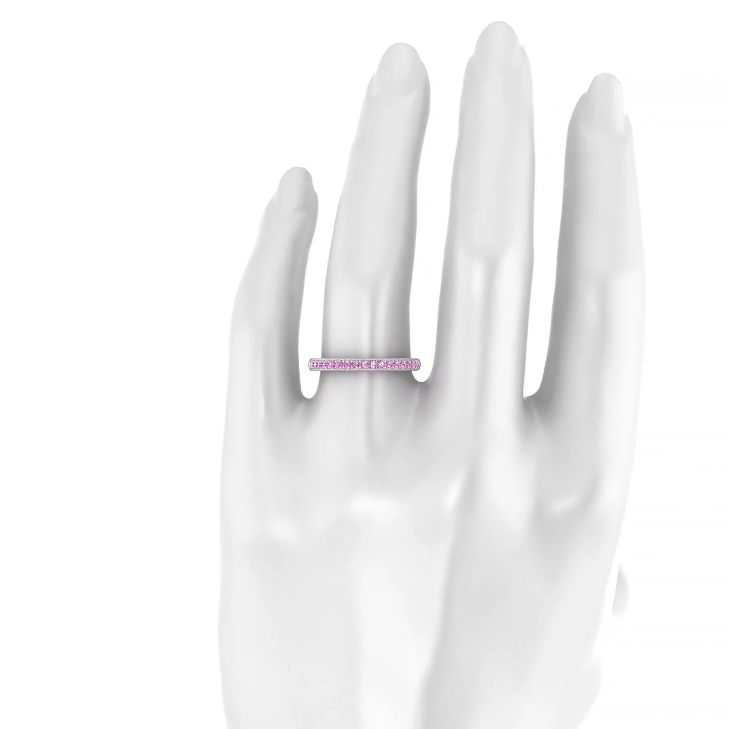 Lustre | 18k White Gold 1.5 mm Round Pink Sapphire Ring