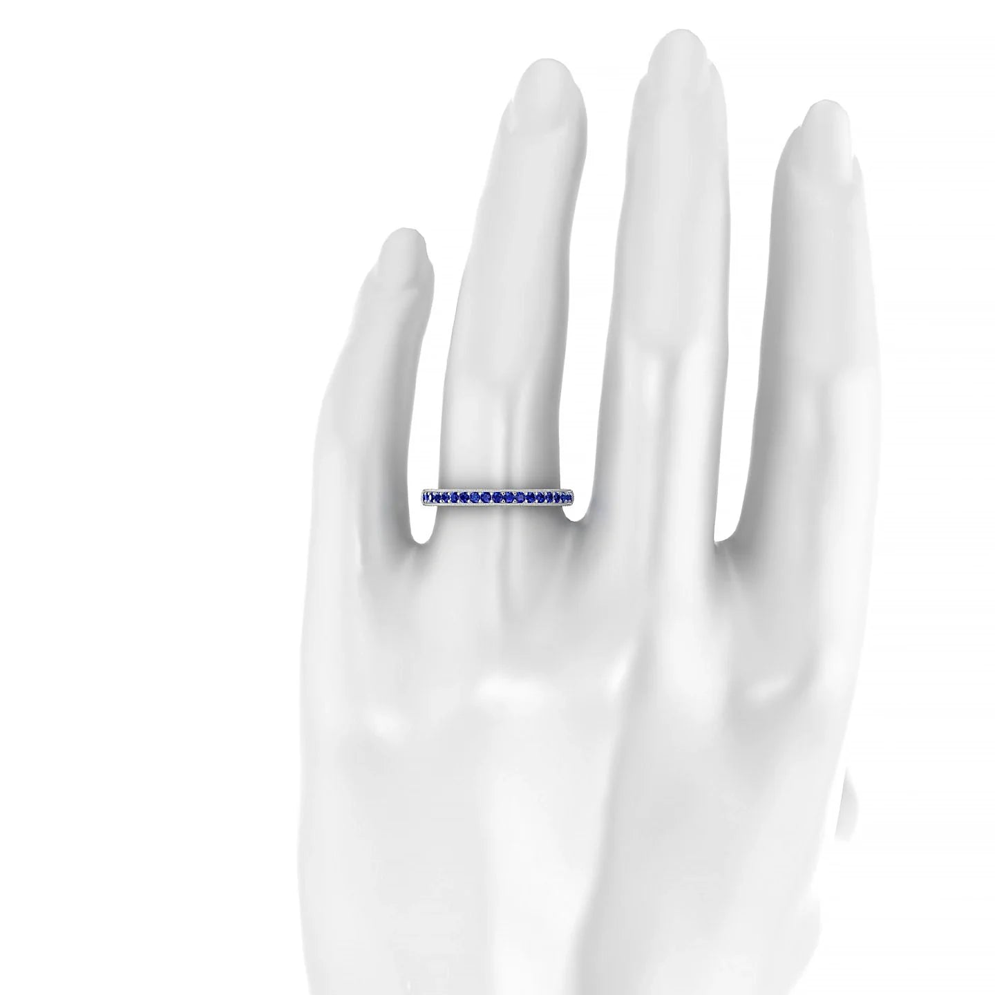 Lustre | 18k White Gold 1.5 mm Round Sapphire & Diamond Ring