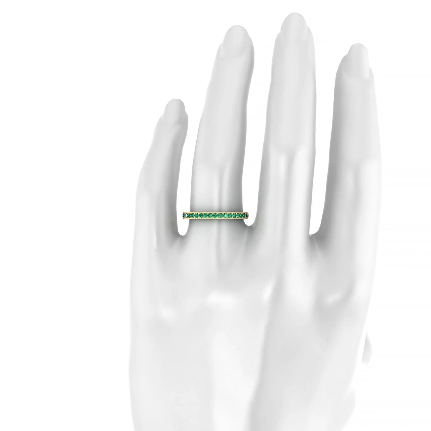 Lustre | 18k Yellow Gold 1.5 mm Round Emerald Ring