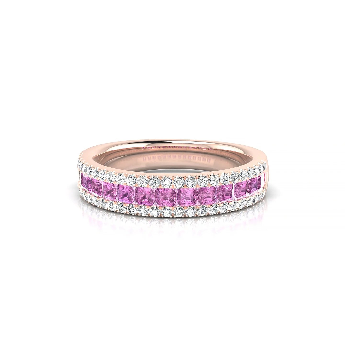 Majesty | 18k Rose Gold 2 mm Princess Pink Sapphire Ring