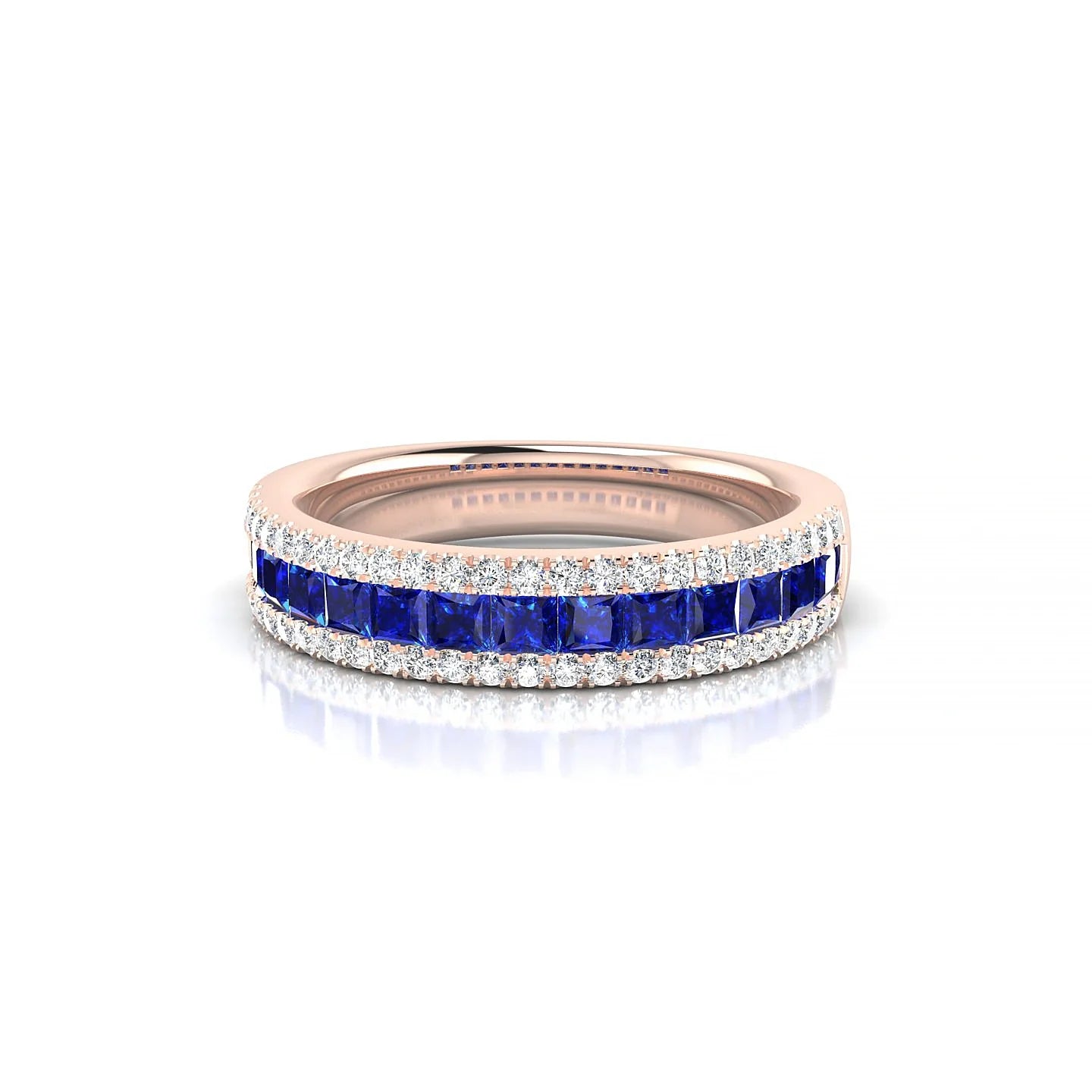 Majesty | 18k Rose Gold 2 mm Princess Sapphire Ring