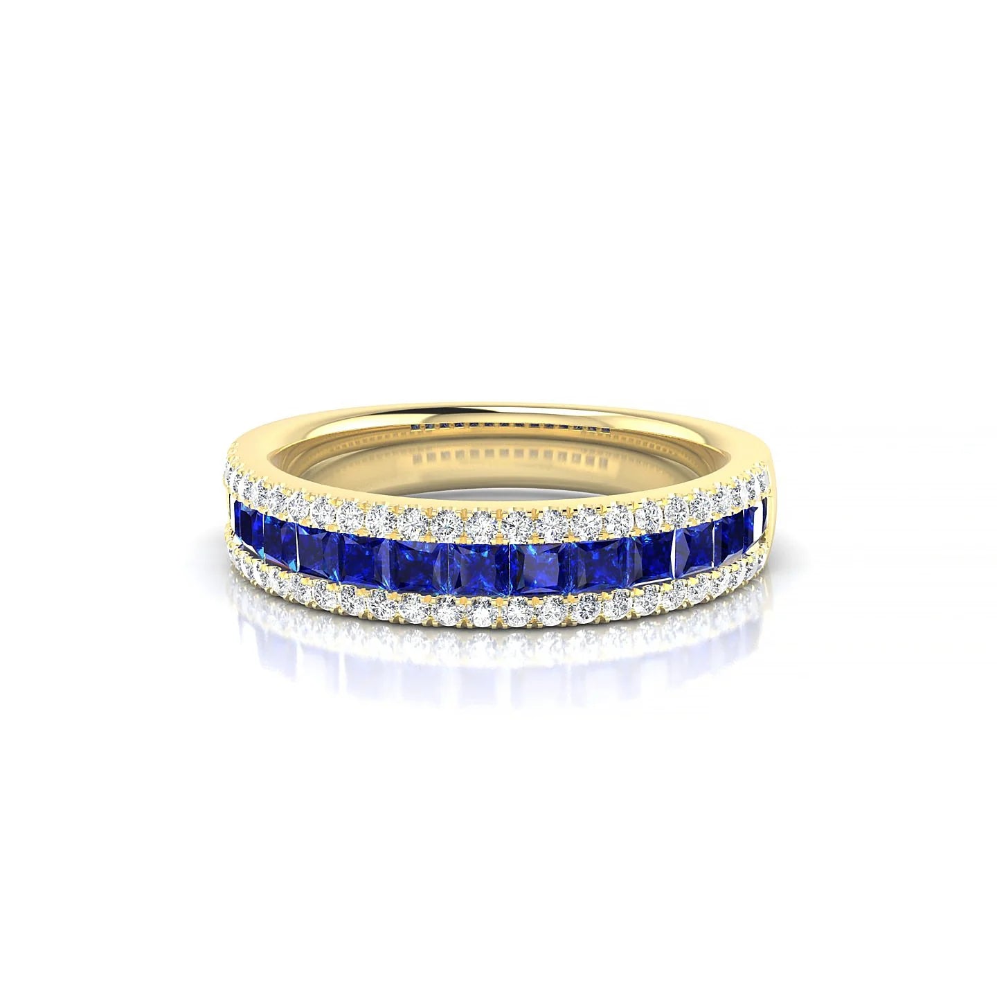 Majesty | 18k Yellow Gold 2 mm Princess Sapphire Ring