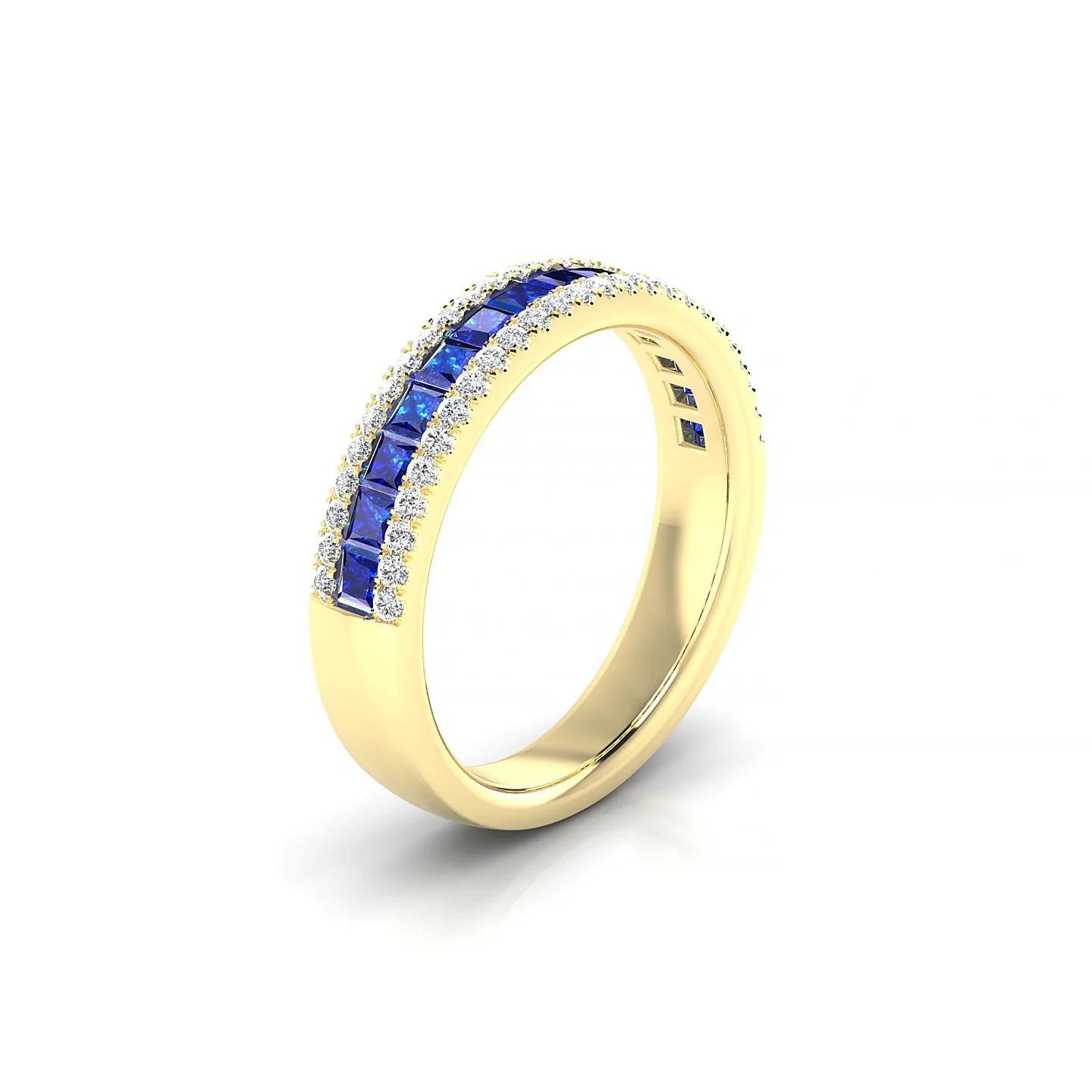 Majesty | 18k Yellow Gold 2 mm Princess Sapphire Ring