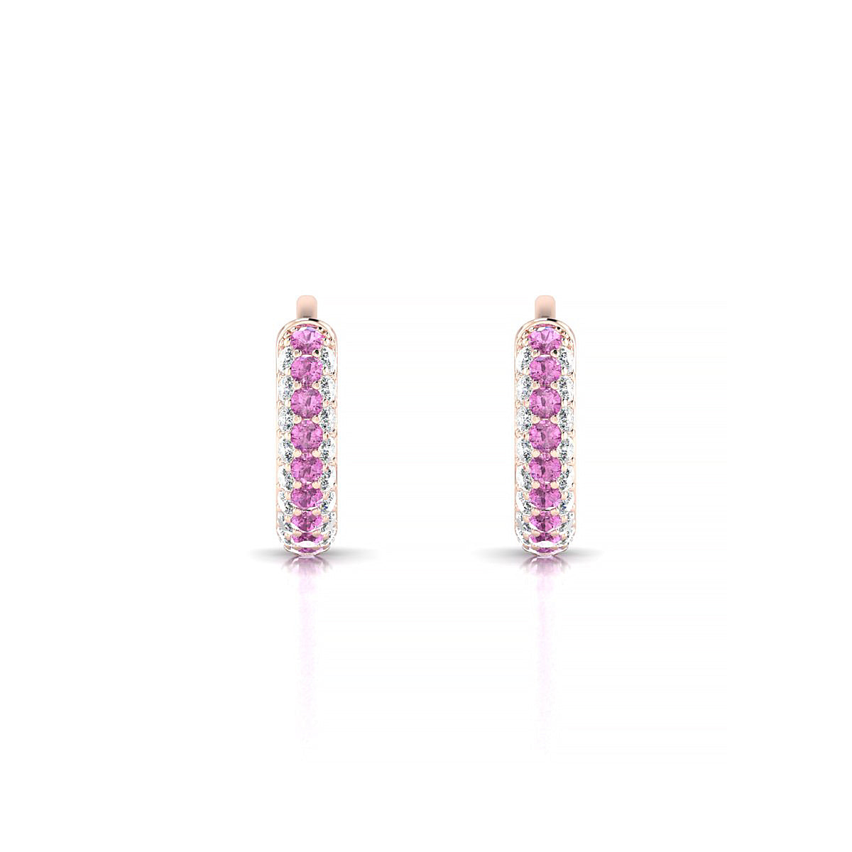 Mira | 18k Rose Gold 1.3 mm Round Pink Sapphire Hoop Earrings