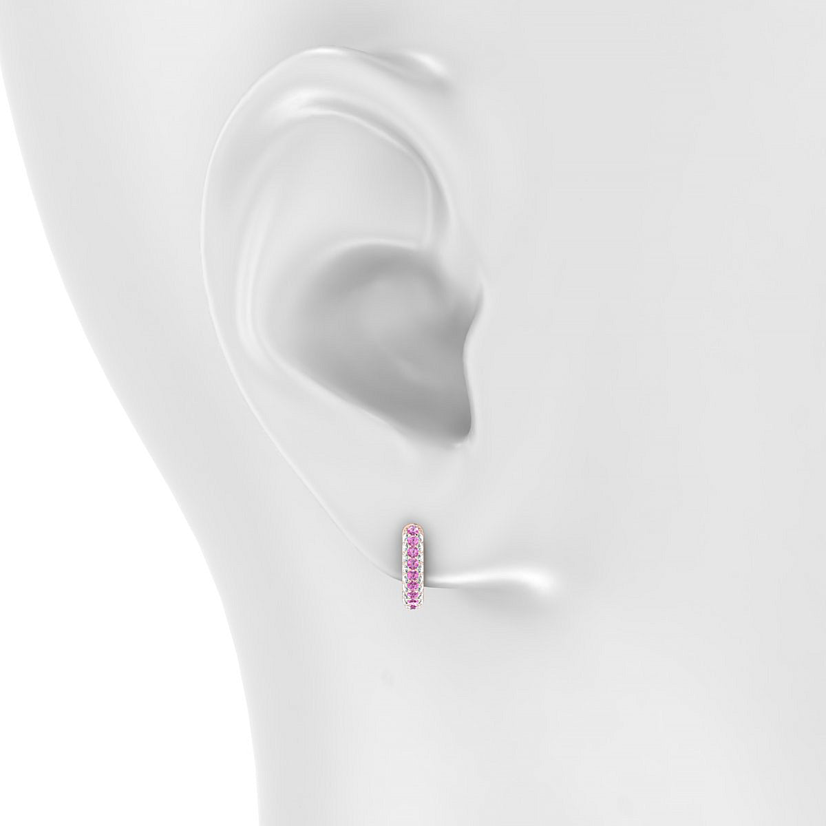Mira | 18k Rose Gold 1.3 mm Round Pink Sapphire Hoop Earrings