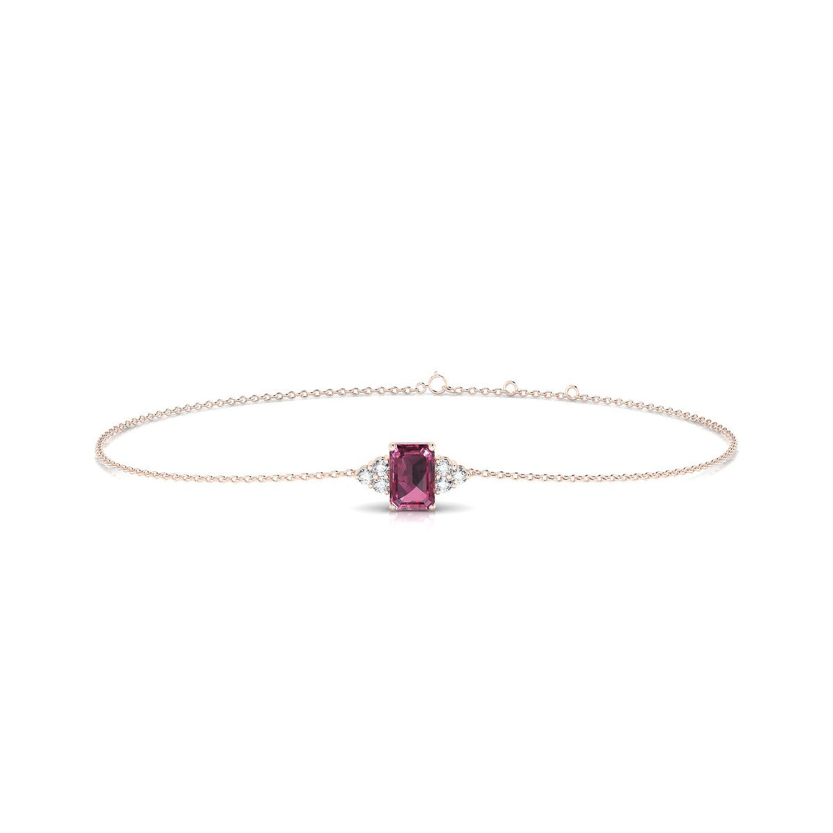 Mirage | 18k Rose Gold 6 x 4 mm Emerald Rhodolite Bracelet