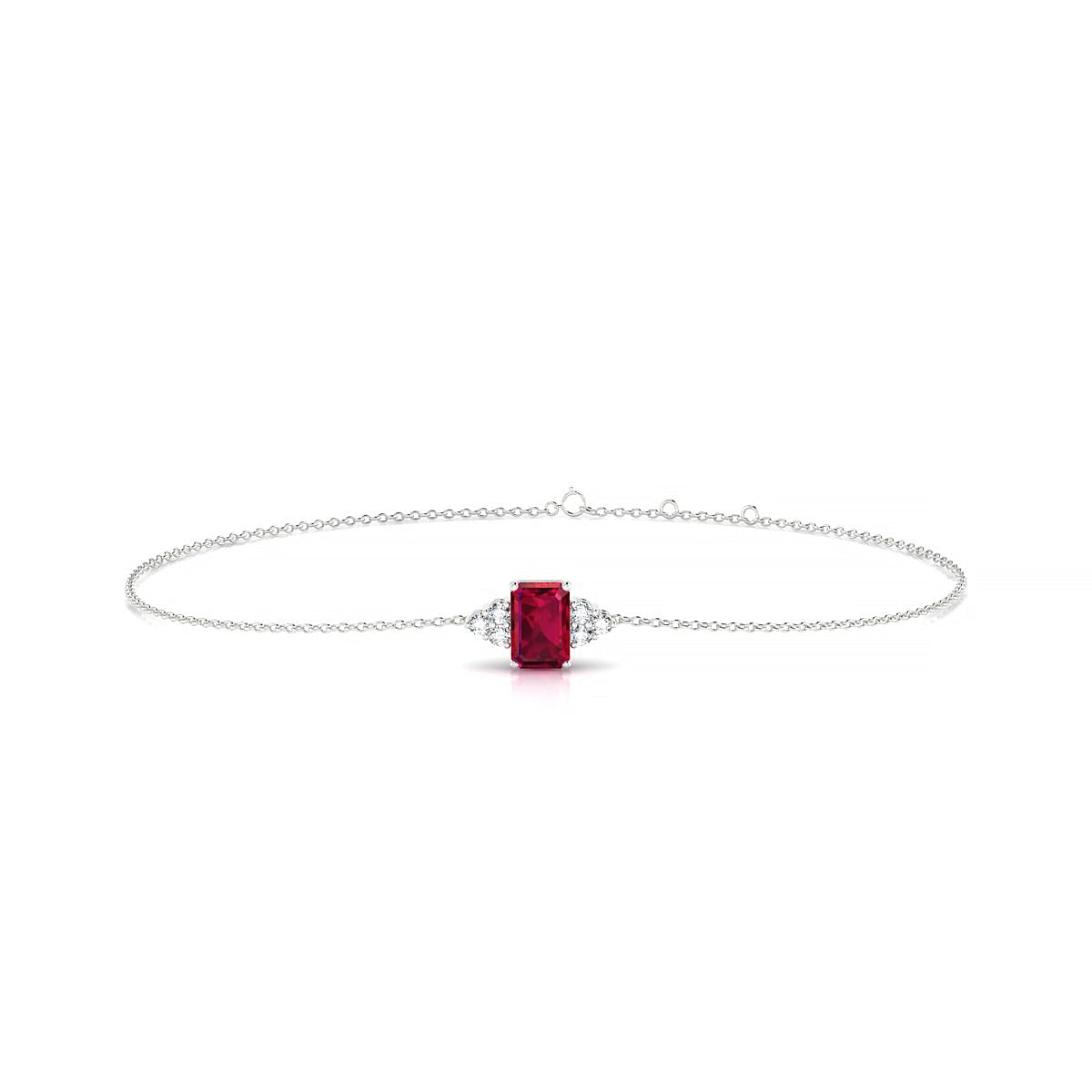 Mirage | 18k White Gold 6 x 4 mm Emerald Ruby Bracelet