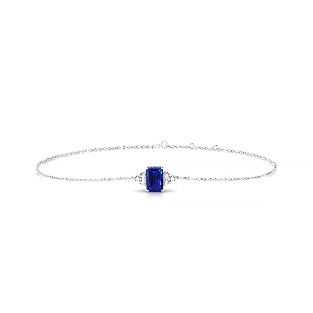 Mirage | 18k White Gold 6 x 4 mm Emerald Sapphire Bracelet