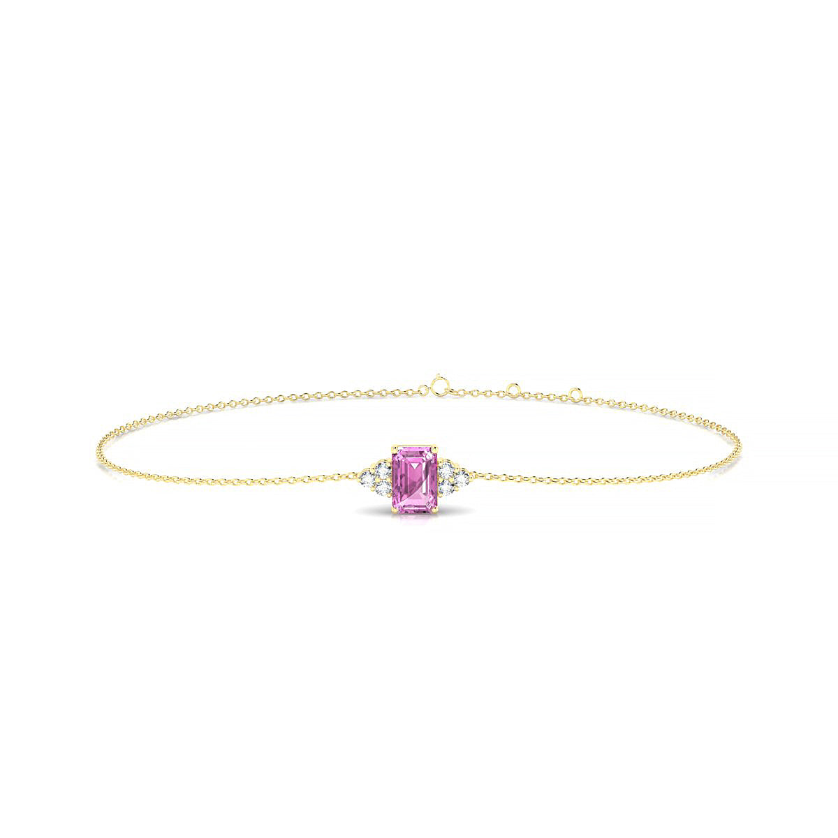 Mirage | 18k Yellow Gold 6 x 4 mm Emerald Pink Sapphire Bracelet