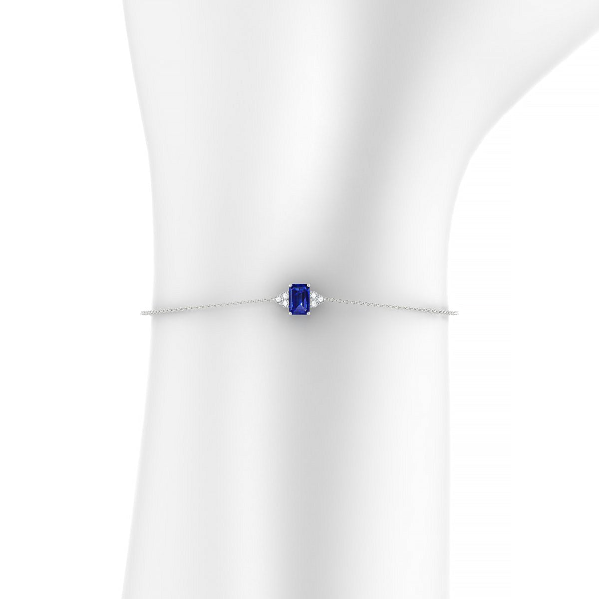Mirage | 18k White Gold 6 x 4 mm Emerald Sapphire Bracelet