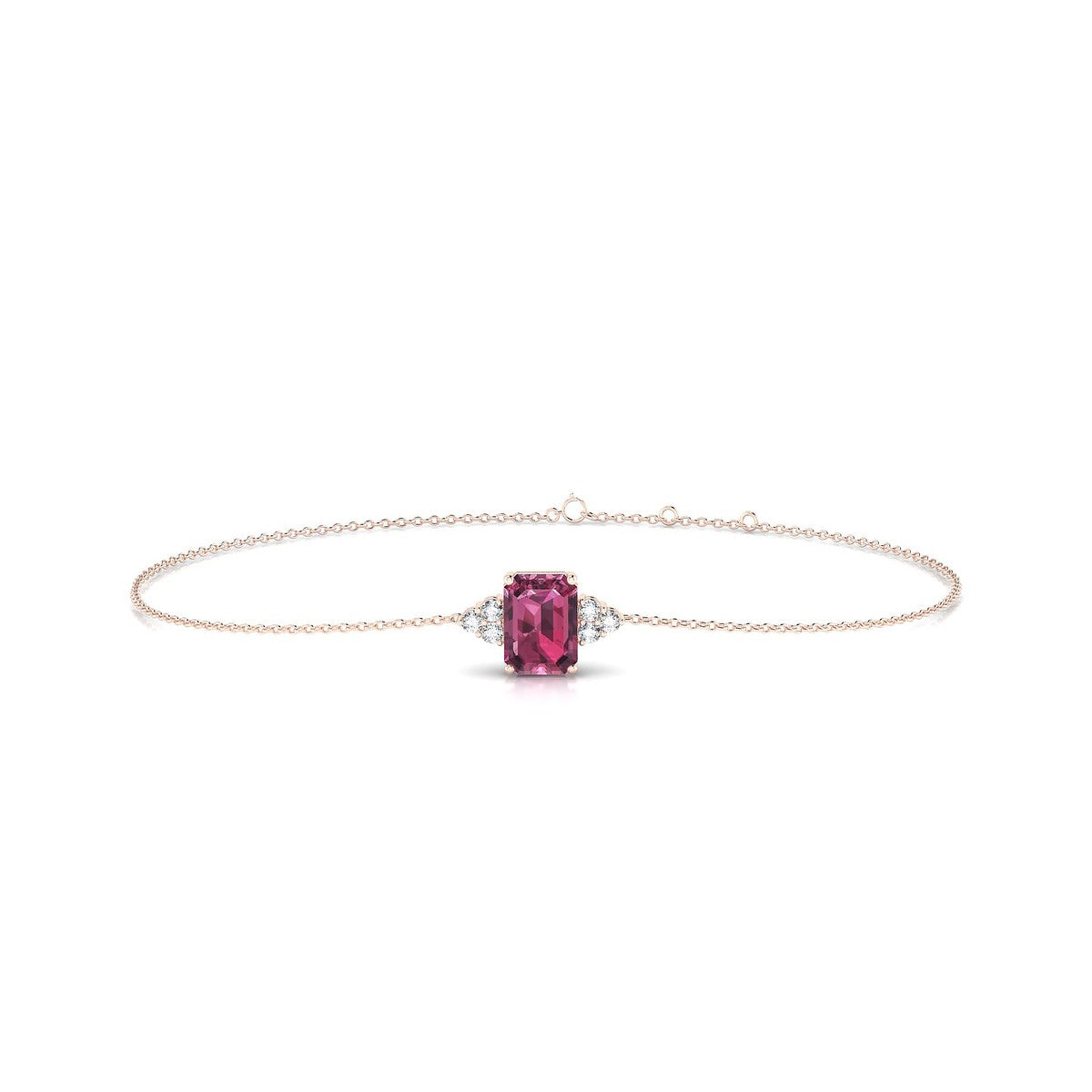 Mirage | 18k Rose Gold 7 x 5 mm Emerald Rhodolite Bracelet