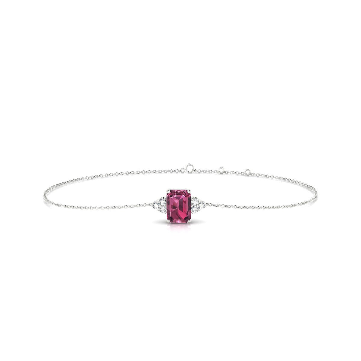 Mirage | 18k White Gold 7 x 5 mm Emerald Rhodolite Bracelet