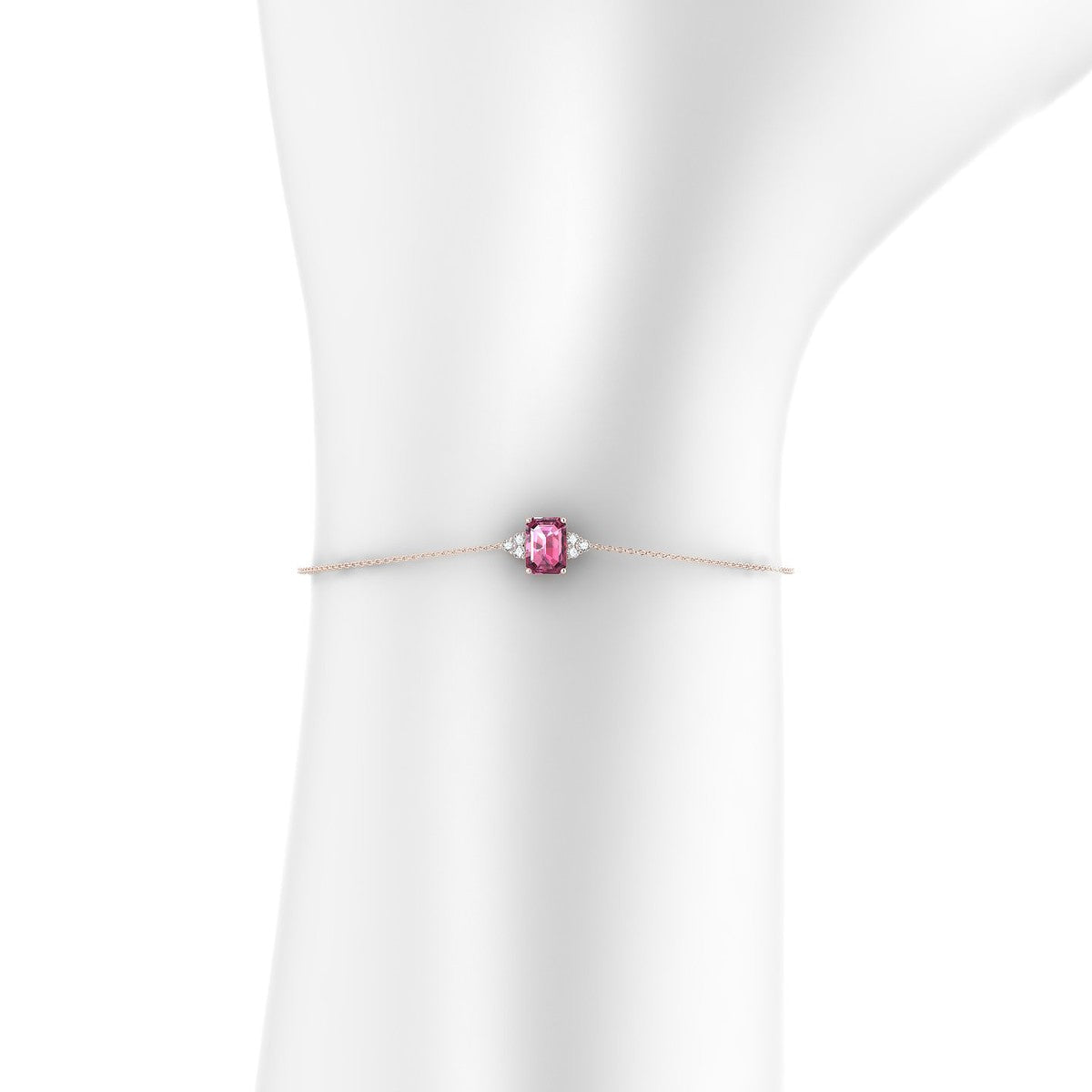 Mirage | 18k Rose Gold 7 x 5 mm Emerald Rhodolite Bracelet
